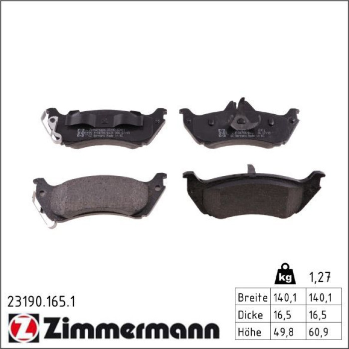 ZIMMERMANN Bremsbeläge 23190.165.1 ZIMMERMANN Bremsbeläge 23190.165.1