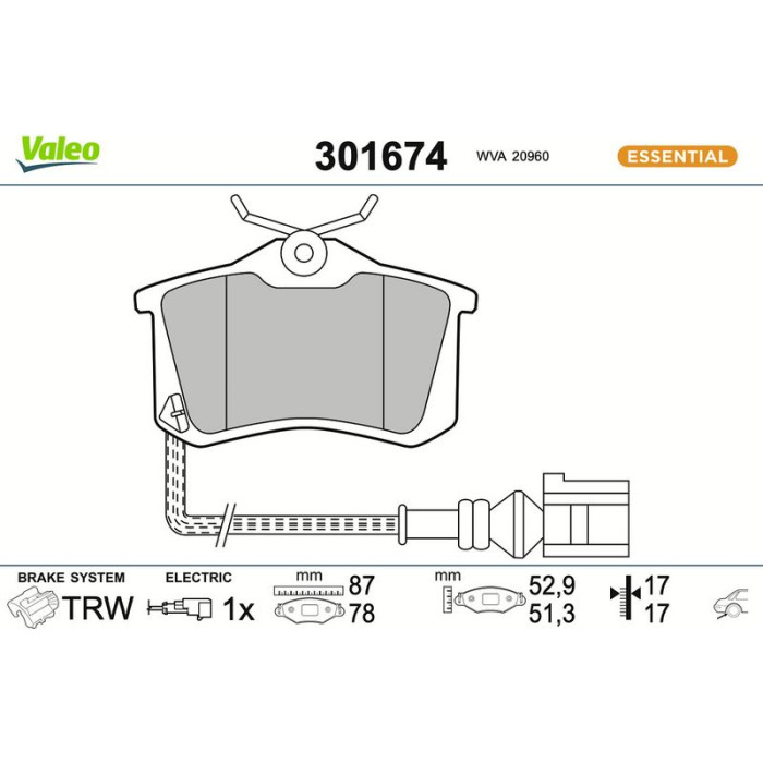 301674 Valeo Bremsbelagsatz 301674 301674 Valeo Bremsbelagsatz 301674
