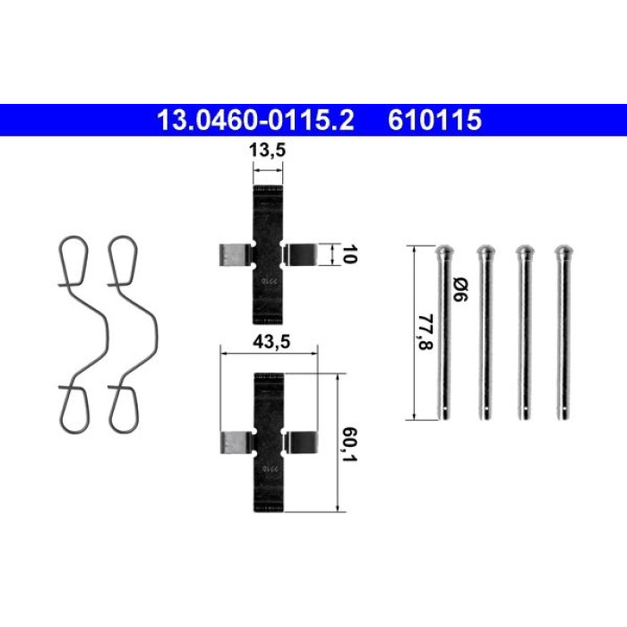 ATE Zubehörsatz Bremsbeläge 13.0460-0115.2 ATE Zubehörsatz Bremsbeläge 13.0460-0115.2