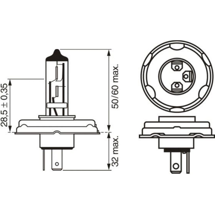 1987302021 Bosch R2H 12V 45/40W PURE LIGHT HALOGEN 1987302021