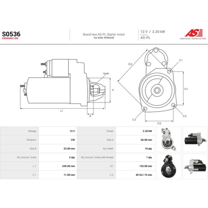 S0536 AS-PL Anlasser (Starter) S0536