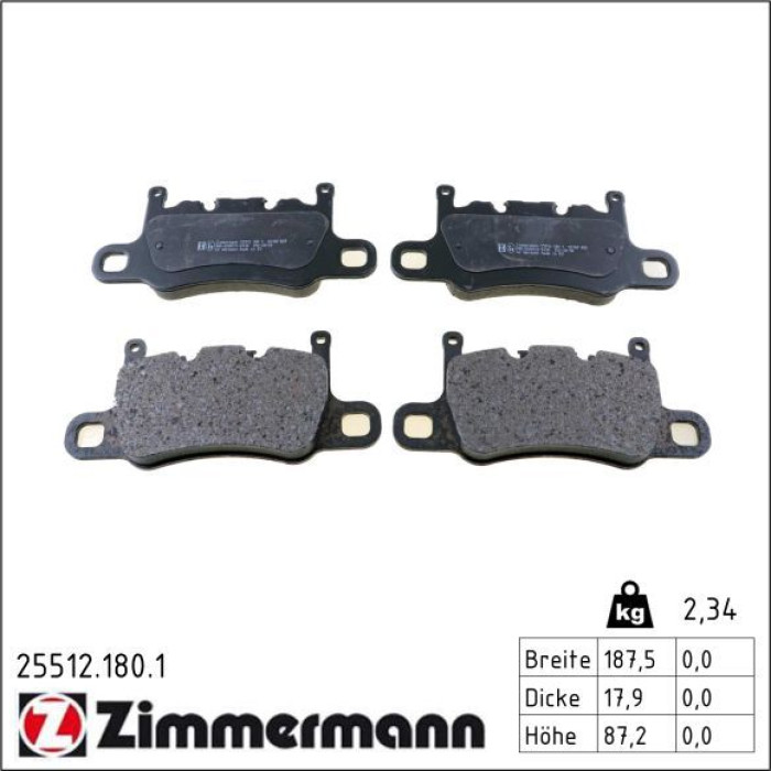 25512.180.1 ZIMMERMANN Bremsbeläge 25512.180.1 25512.180.1 ZIMMERMANN Bremsbeläge 25512.180.1