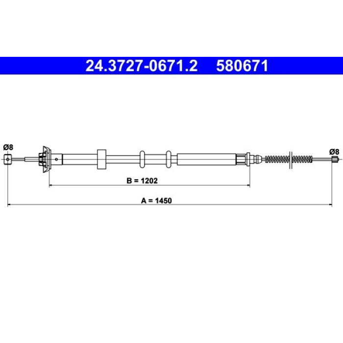ATE Handbremsseil 24.3727-0671.2 ATE Handbremsseil 24.3727-0671.2