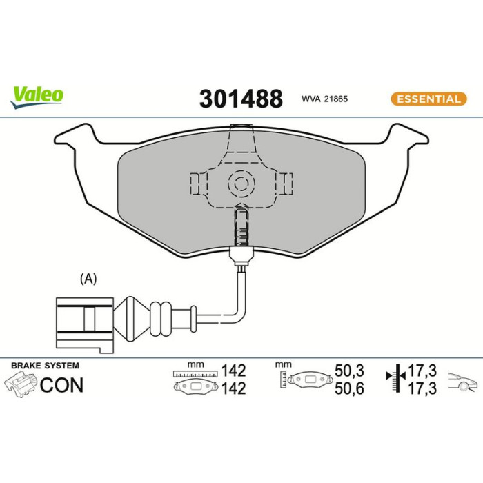 Valeo Bremsbelagsatz 301488 Valeo Bremsbelagsatz 301488