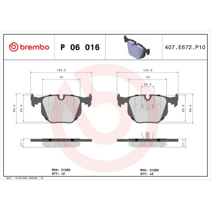 BREMBO Bremsklötze HA P 06 016 BREMBO Bremsklötze HA P 06 016
