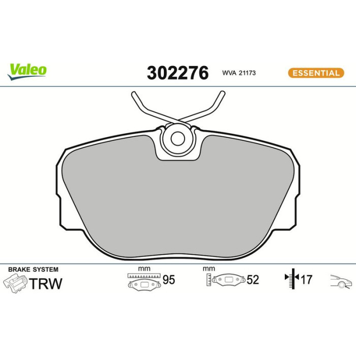 Valeo Bremsbelagsatz 302276 Valeo Bremsbelagsatz 302276