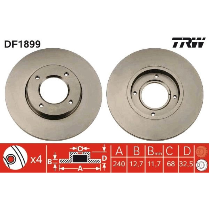 TRW Bremsscheibe DF1899 TRW Bremsscheibe DF1899