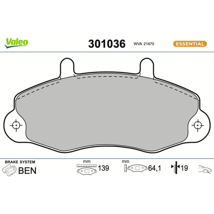 Valeo Bremsbelagsatz 301036 Valeo Bremsbelagsatz 301036