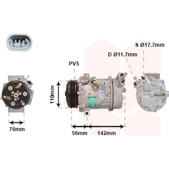 Van Wezel Klimakompressor 3700K449 Van Wezel Klimakompressor 3700K449
