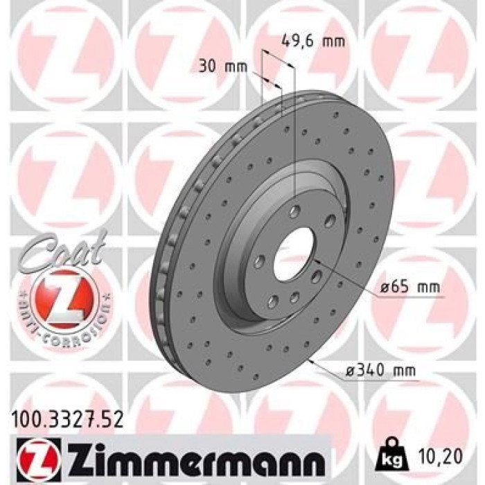 Zimmermann 12 481 044 Sport Bremsscheibe Vorderachse Sport 100.3327.52 Zimmermann 12 481 044 Sport Bremsscheibe Vorderachse Sport 100.3327.52