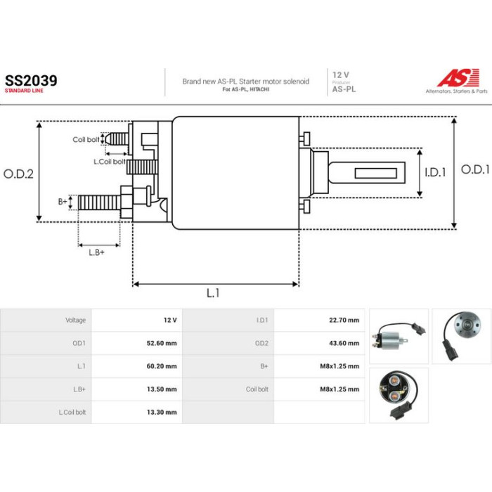 AS-PL Magnetschalter für Anlasser SS2039 AS-PL Magnetschalter für Anlasser SS2039