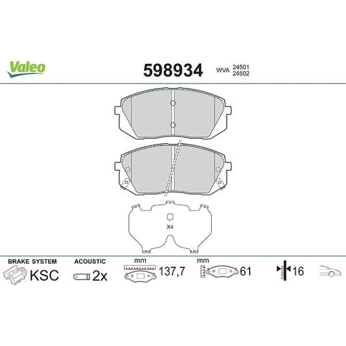 Valeo Bremsbelagsatz 598934