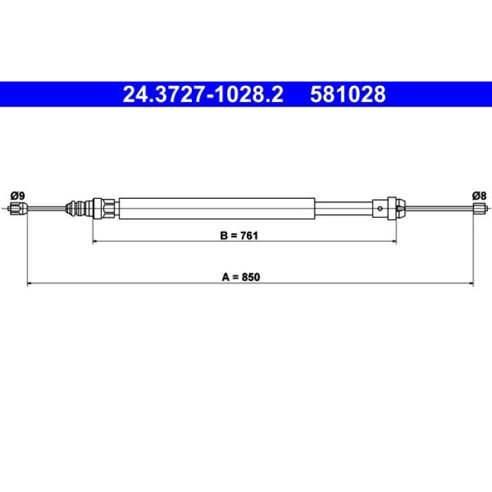 ATE Handbremsseil 24.3727-1028.2 ATE Handbremsseil 24.3727-1028.2