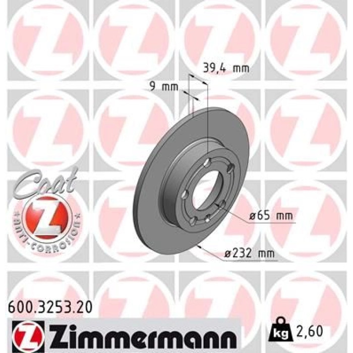 Zimmermann Bremsscheibe Hinterachse 600.3253.20 Zimmermann Bremsscheibe Hinterachse 600.3253.20