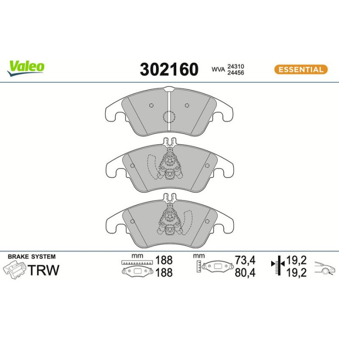 Valeo Bremsbelagsatz 302160 Valeo Bremsbelagsatz 302160