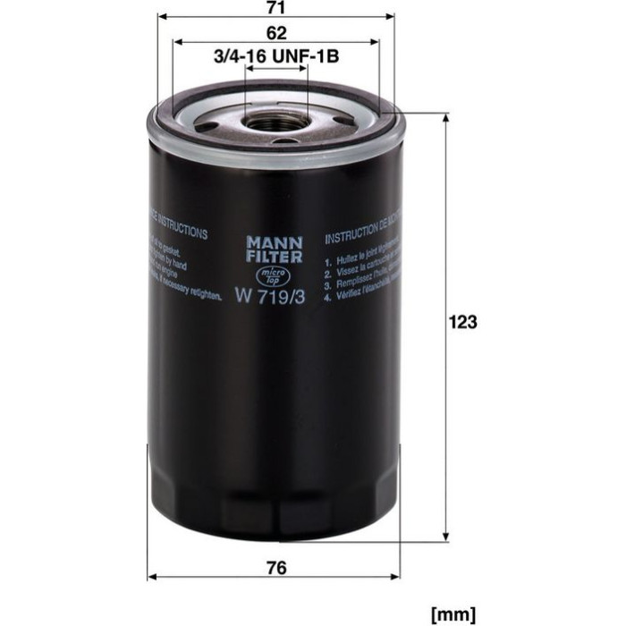 MANN-FILTER Ölfilter Industrie W 719/3 MANN-FILTER Ölfilter Industrie W 719/3