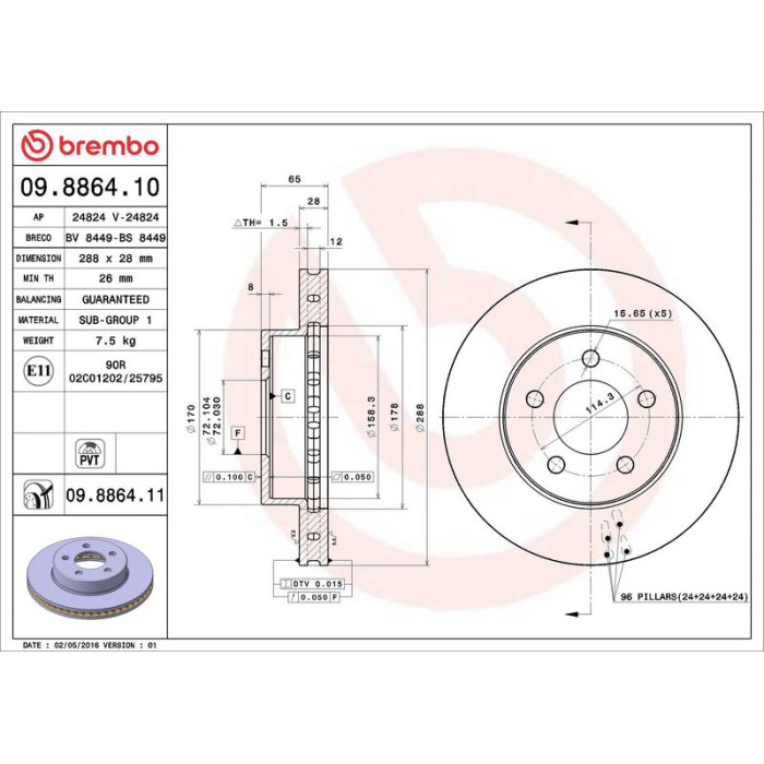 Brembo Bremsscheibe 09.8864.10