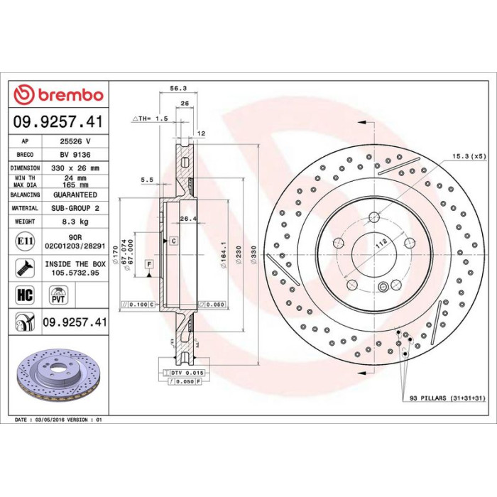 Brembo Bremsscheibe Hinterachse 09.9257.41 Brembo Bremsscheibe Hinterachse 09.9257.41