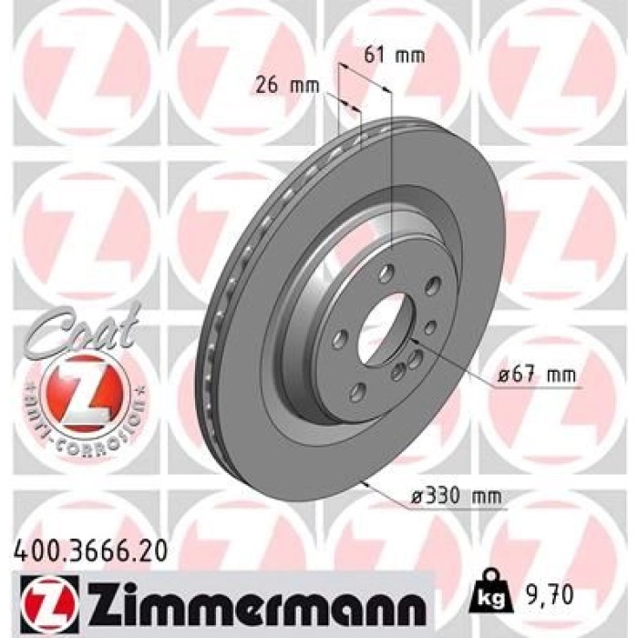 Zimmermann Bremsscheibe Hinterachse 400.3666.20 Zimmermann Bremsscheibe Hinterachse 400.3666.20