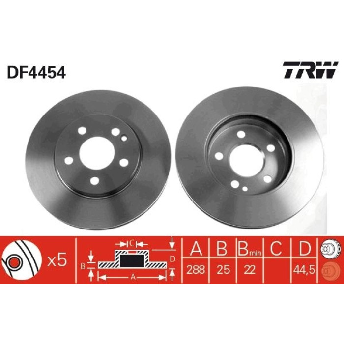 TRW Bremsscheibe Mercedes-Benz W245 B-Klasse DF4454 TRW Bremsscheibe Mercedes-Benz W245 B-Klasse DF4454