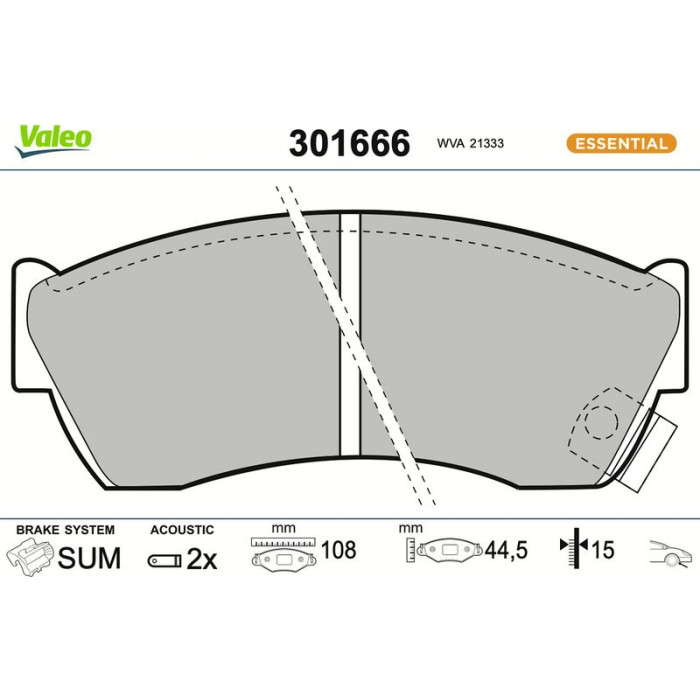 Valeo Bremsbelagsatz 301666 Valeo Bremsbelagsatz 301666