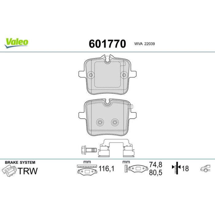 Valeo Bremsbelagsatz 601770 Valeo Bremsbelagsatz 601770