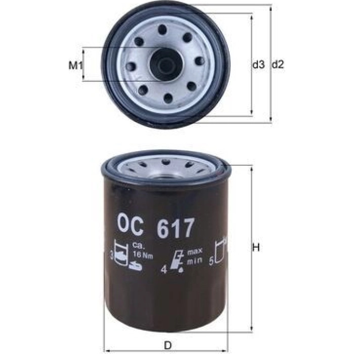 OC 617 MAHLE Ölfilter OC 617, Anschraubfilter, Höhe 85,6 mm – u. a. für Honda Civic IV Stufenheck (ED, EF), IV Hatchback (EC, ED, EE, EF), VI Fastback (MA, MB) – OE Nummer 04154PR3E00 - l OC 617 MAHLE Ölfilter OC 617, Anschraubfilter, Höhe 85,6 mm – u. a. für Honda Civic IV Stufenheck (ED, EF), IV Hatchback (EC, ED, EE, EF), VI Fastback (MA, MB) – OE Nummer 04154PR3E00 - l