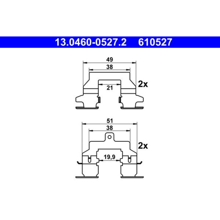 ATE Zubehörsatz Bremsbeläge 13.0460-0527.2 ATE Zubehörsatz Bremsbeläge 13.0460-0527.2