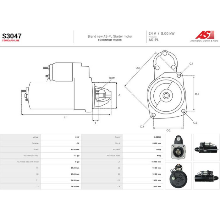 S3047 AS-PL Anlasser (Starter) S3047