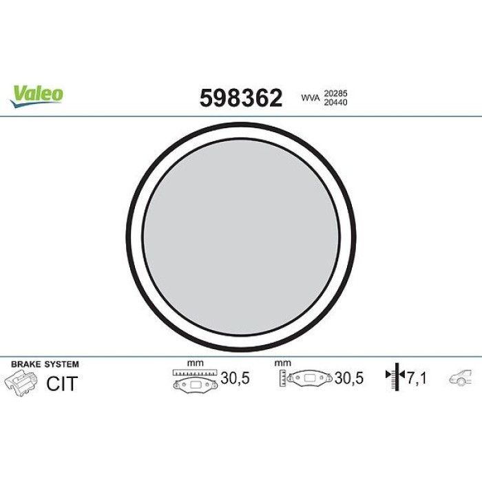 Valeo Bremsbelagsatz 598362 Valeo Bremsbelagsatz 598362