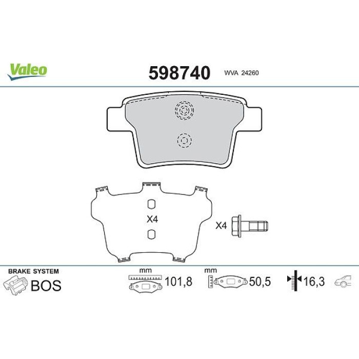 Valeo Bremsbelagsatz 598740 Valeo Bremsbelagsatz 598740