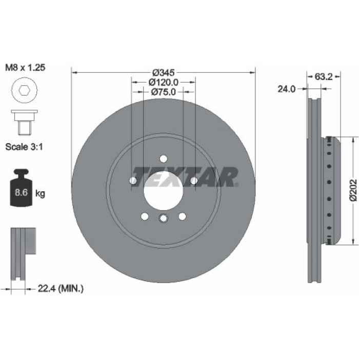 Textar Bremsscheibe 92182525 Textar Bremsscheibe 92182525