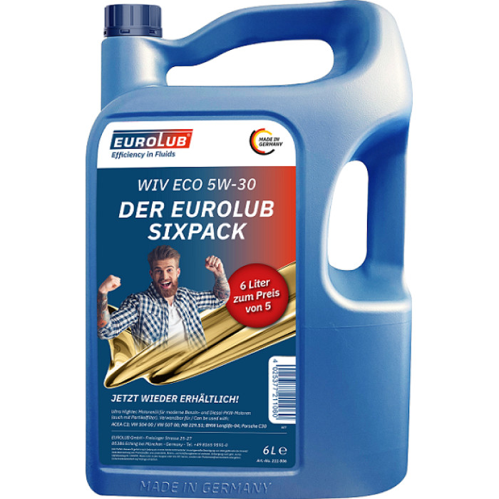 EUROLUB WIV ECO 5W-30 Motoröl 6 Liter | 211006 EUROLUB WIV ECO 5W-30 Motoröl 6 Liter | 211006