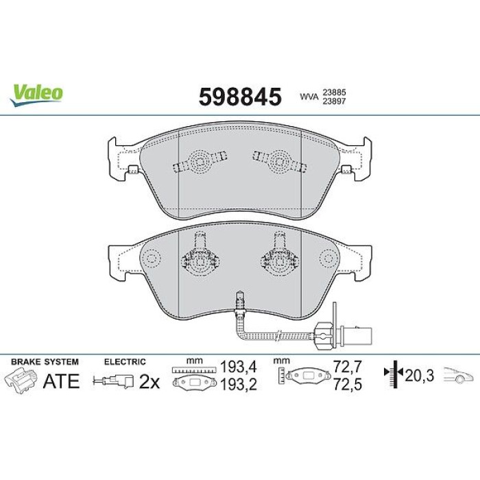 Valeo Bremsbelagsatz 598845 Valeo Bremsbelagsatz 598845