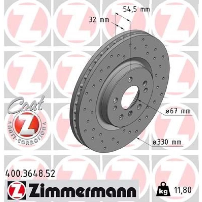 Zimmermann 15 481 064 Sport Bremsscheibe Vorderachse Sport 400.3648.52 Zimmermann 15 481 064 Sport Bremsscheibe Vorderachse Sport 400.3648.52