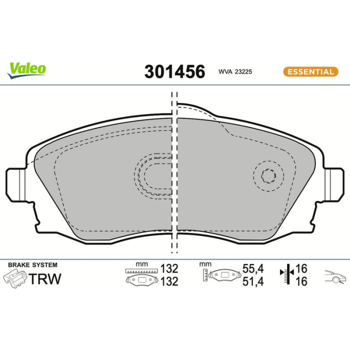 301456 Valeo Bremsbelagsatz 301456 301456 Valeo Bremsbelagsatz 301456