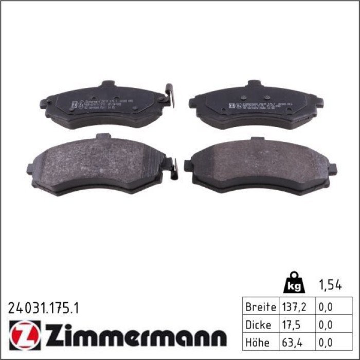 ZIMMERMANN Bremsbeläge 24031.175.1 ZIMMERMANN Bremsbeläge 24031.175.1