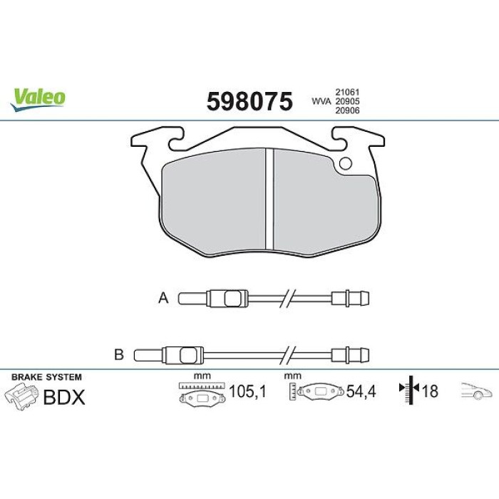 Valeo Bremsbelagsatz 598075 Valeo Bremsbelagsatz 598075