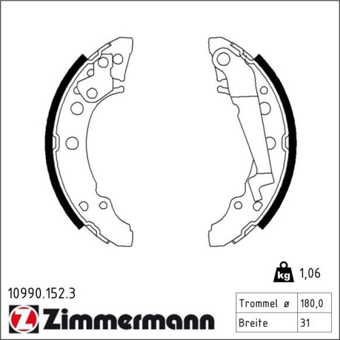 ZIMMERMANN Bremsbacken 10990.152.3 ZIMMERMANN Bremsbacken 10990.152.3