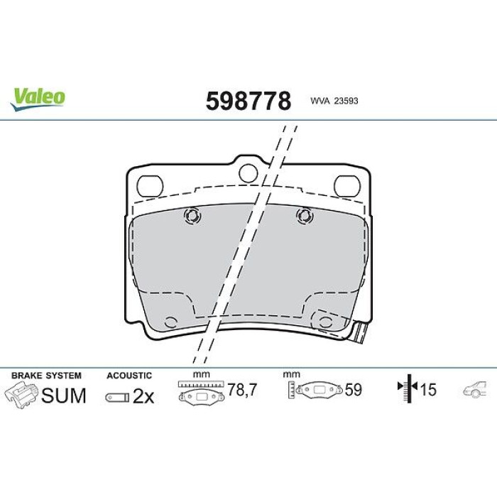 Valeo Bremsbelagsatz 598778 Valeo Bremsbelagsatz 598778