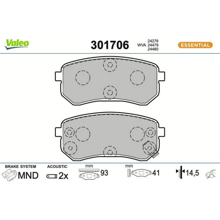 301706 Valeo Bremsbelagsatz 301706