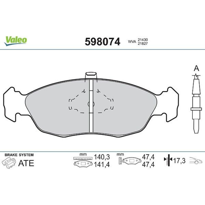 Valeo Bremsbelagsatz 598074 Valeo Bremsbelagsatz 598074