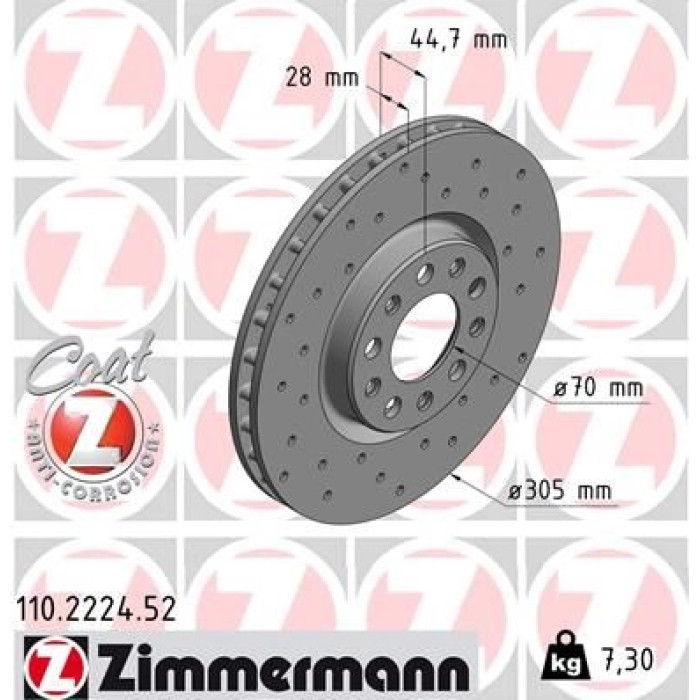 Zimmermann Bremsscheibe Vorderachse Sport 110.2224.52 Zimmermann Bremsscheibe Vorderachse Sport 110.2224.52