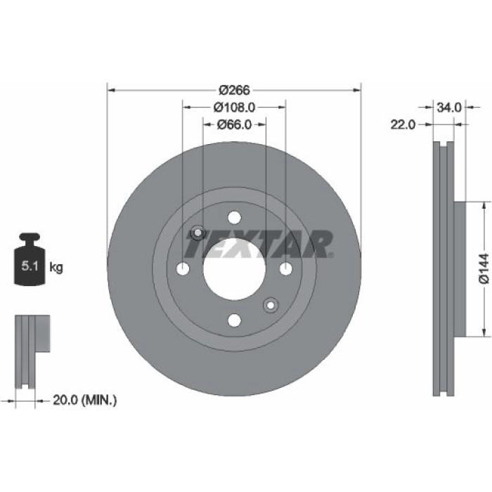 Textar Bremsscheibe 92111503 Textar Bremsscheibe 92111503