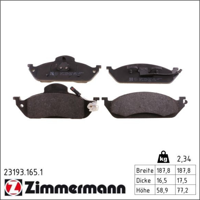 ZIMMERMANN Bremsbeläge 23193.165.1 ZIMMERMANN Bremsbeläge 23193.165.1