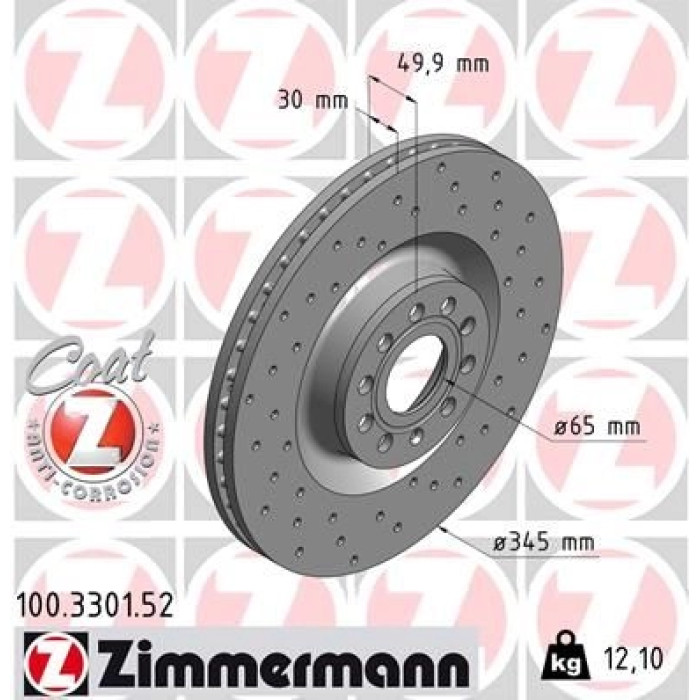 Zimmermann 12 481 037 Sport Bremsscheibe Vorderachse Sport 100.3301.52 Zimmermann 12 481 037 Sport Bremsscheibe Vorderachse Sport 100.3301.52