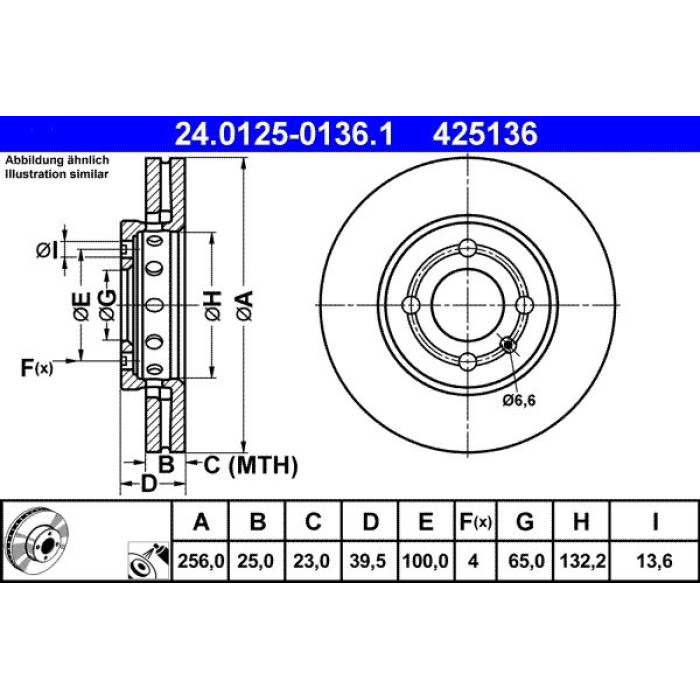ATE Bremsscheibe 24.0125-0136.1