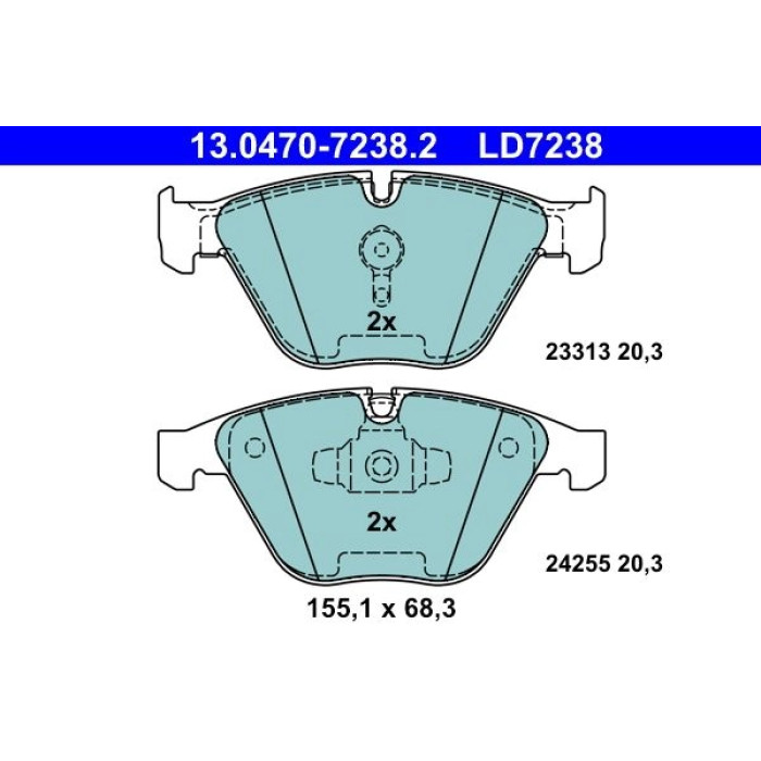 ATE Bremsbelagsatz BMW Vorderachse 3/X1 1.6-3.0 04-13 Keramik 13.0470-7238.2 ATE Bremsbelagsatz BMW Vorderachse 3/X1 1.6-3.0 04-13 Keramik 13.0470-7238.2