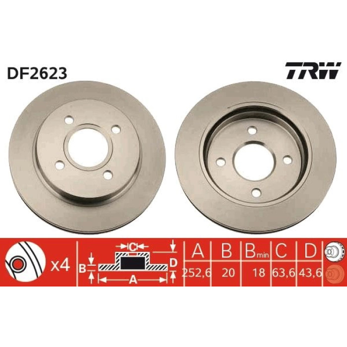 TRW Bremsscheibe DF2623 TRW Bremsscheibe DF2623