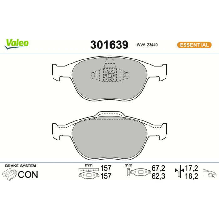 301639 Valeo Bremsbelagsatz 301639 301639 Valeo Bremsbelagsatz 301639